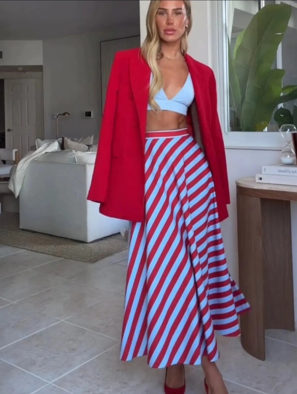 ZARA STRIPED CAPE MIDI SKIRT - Picture 2 of 6